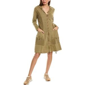 XCVI Norcott Mossy Brown Hooded Jacket Dress Sz XS NWT Lagenlook, Indie, Casual